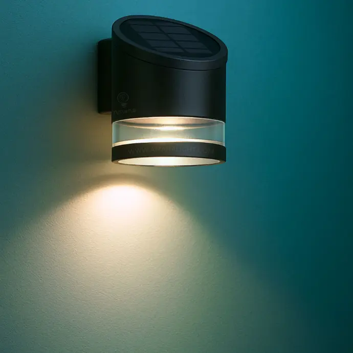 Outdoor solar wall LED light for building facades, entrances, and perimeter lighting – features energy-efficient solar power, motion sensor, and weatherproof design for residential and commercial use.