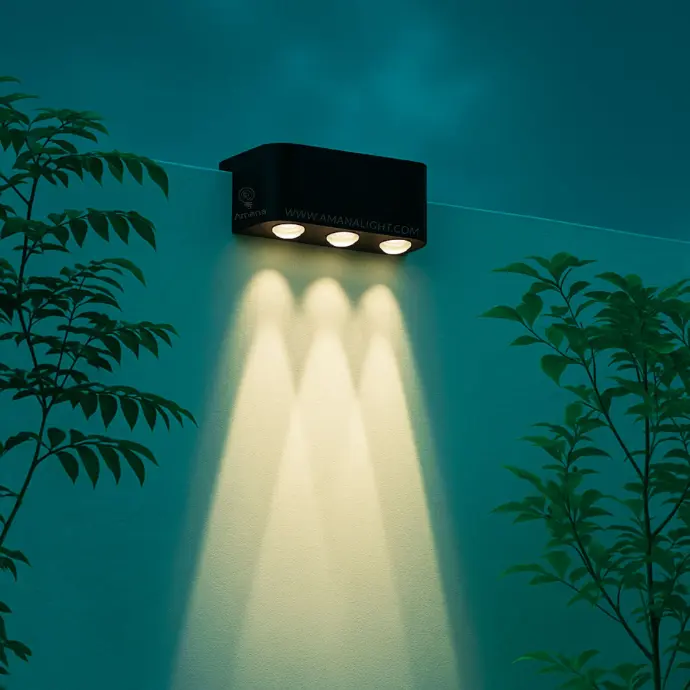 Outdoor solar wall LED light for building facades, entrances, and perimeter lighting – features energy-efficient solar power, motion sensor, and weatherproof design for residential and commercial use.