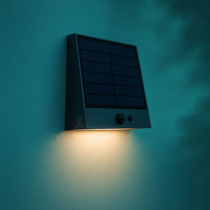 Outdoor solar wall LED light for building facades, entrances, and perimeter lighting – features energy-efficient solar power, motion sensor, and weatherproof design for residential and commercial use.