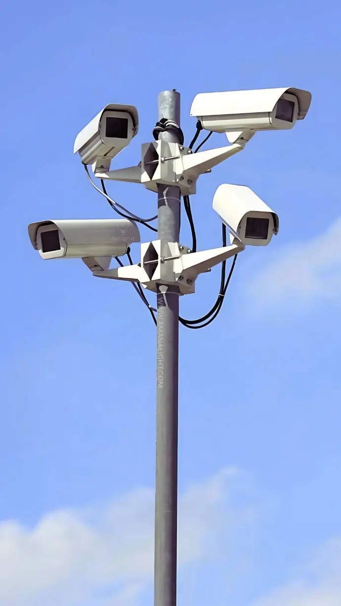 Heavy Duty Surveillance Pole Systems – Galvanized Steel Poles for Mounting CCTV Cameras, Security Lighting, and Wireless Equipment in Urban Streets, Highways, Industrial Facilities, and Public Spaces. Engineered for Stability, Wind Load Resistance, and Easy Integration with Smart City Infrastructure.