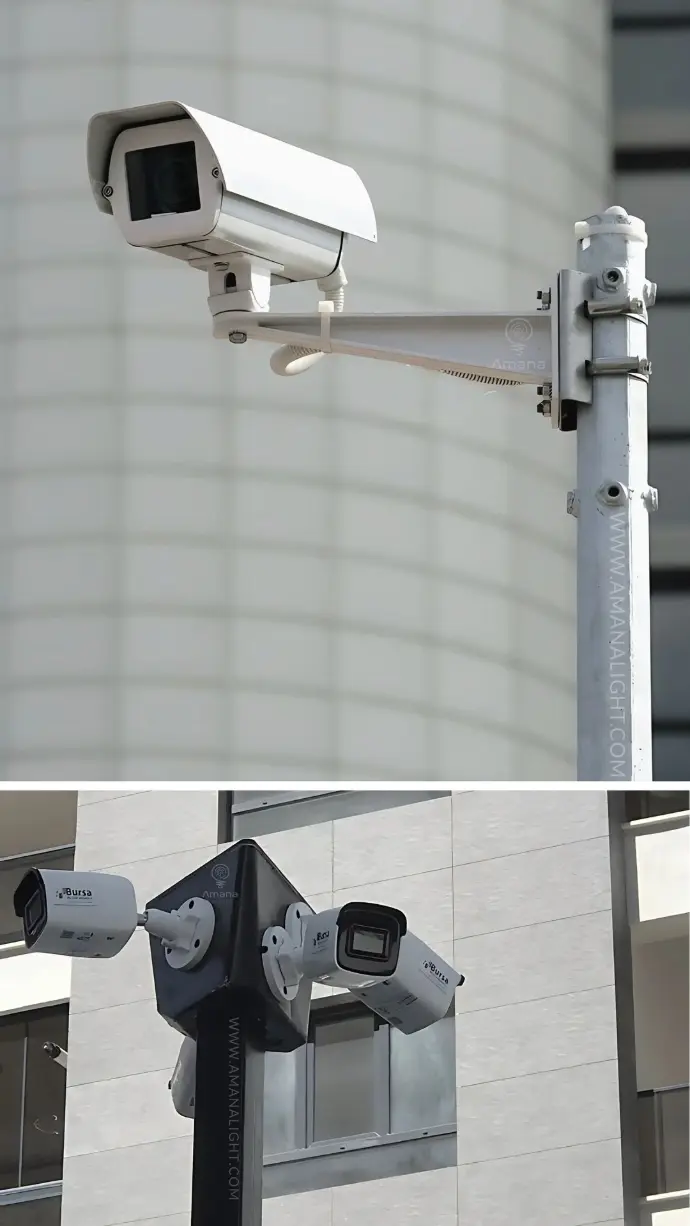 Heavy Duty Surveillance Pole Systems – Galvanized Steel Poles for Mounting CCTV Cameras, Security Lighting, and Wireless Equipment in Urban Streets, Highways, Industrial Facilities, and Public Spaces. Engineered for Stability, Wind Load Resistance, and Easy Integration with Smart City Infrastructure.