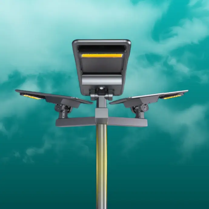 All-in-One Solar Street Light – Integrated LED Lighting with Solar Panel and Battery in a Compact Design. Ideal for Streets, Parking Areas, Parks, Pathways, and Remote Locations. High Efficiency, Zero Grid Dependency, and Easy Installation with Motion Sensor Options.