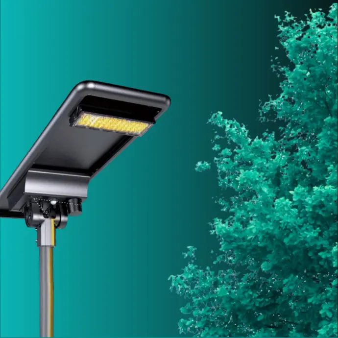 All-in-One Solar Street Light – Integrated LED Lighting with Solar Panel and Battery in a Compact Design. Ideal for Streets, Parking Areas, Parks, Pathways, and Remote Locations. High Efficiency, Zero Grid Dependency, and Easy Installation with Motion Sensor Options.